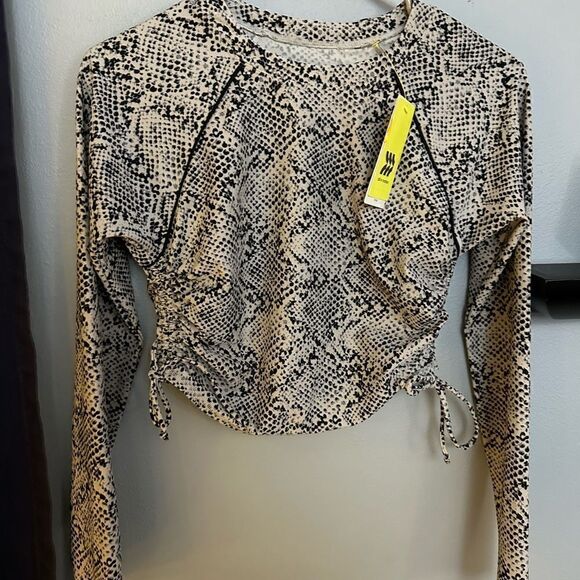 All In Motion Swim Side-Cinch Long Sleeve Rash Guard Gray and Speckled Black NWT - Picture 9 of 10